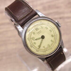 Vintage Tara Sport Swiss Made Watch Military Style Silver Tone Stainless Steel